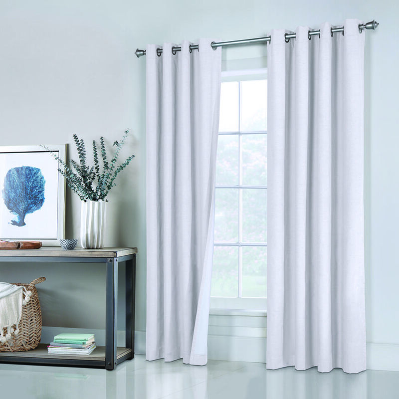 Thermaplus Ventura Blackout Grommet Curtain Panel Pair Frame Your Windows with Subtle Slub Textured Motif Each 78" x 84" White