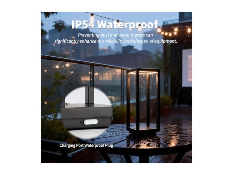 Rechargeable Cordless Waterproof Table Lamp For Patio Outdoor 5200mAh Black image number 1