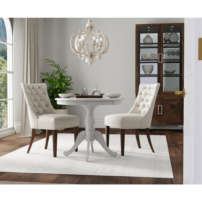 Carolina Living Fairview 36 Round Pedestal Dining Table - Whitewash
