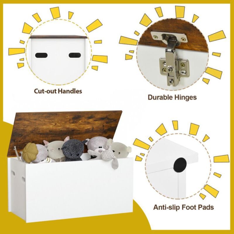 Hivvago Flip-top Storage Chest with Self-hold Cover and Pneumatic Rod-White