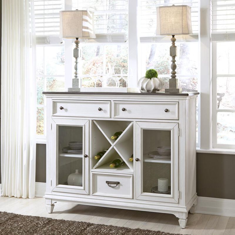 Liberty Furniture Allyson Park Allyson Park Buffet in Wirebrushed White w/ Charcoal Top image number 8