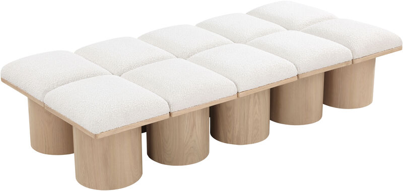 Meridian Furniture Pavilion Cream Boucle Fabric Bench