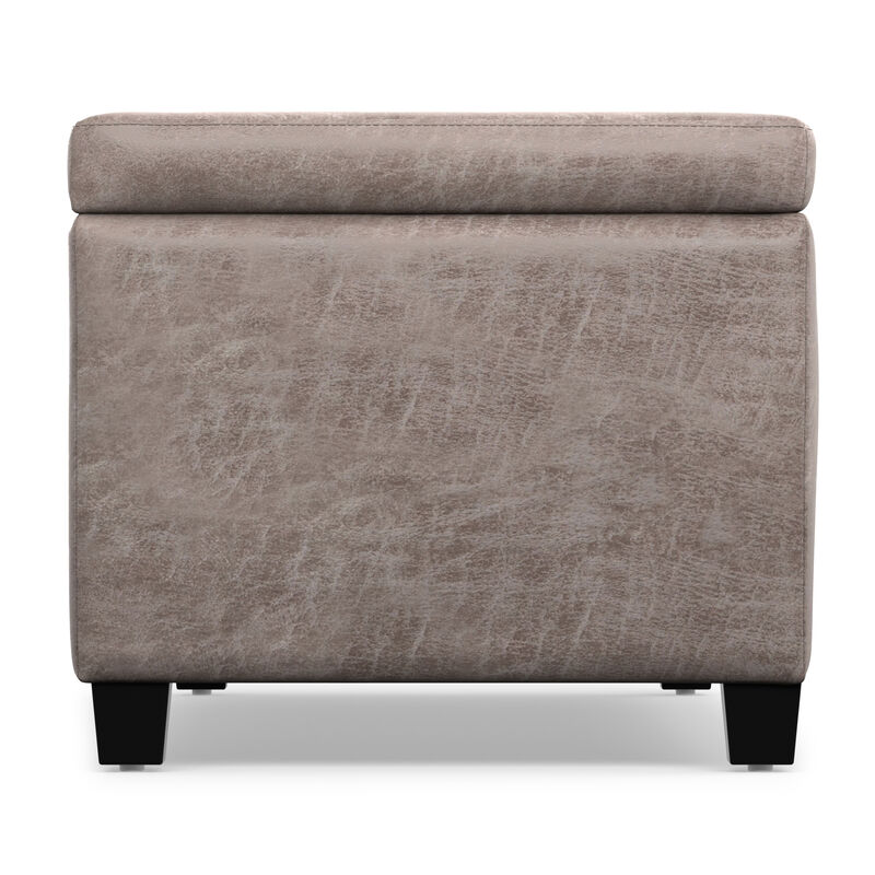 Avalon 48 inch Wide Contemporary Rectangle Storage Ottoman Bench in Distressed Grey Taupe Vegan Faux Leather, Assembled image number 4