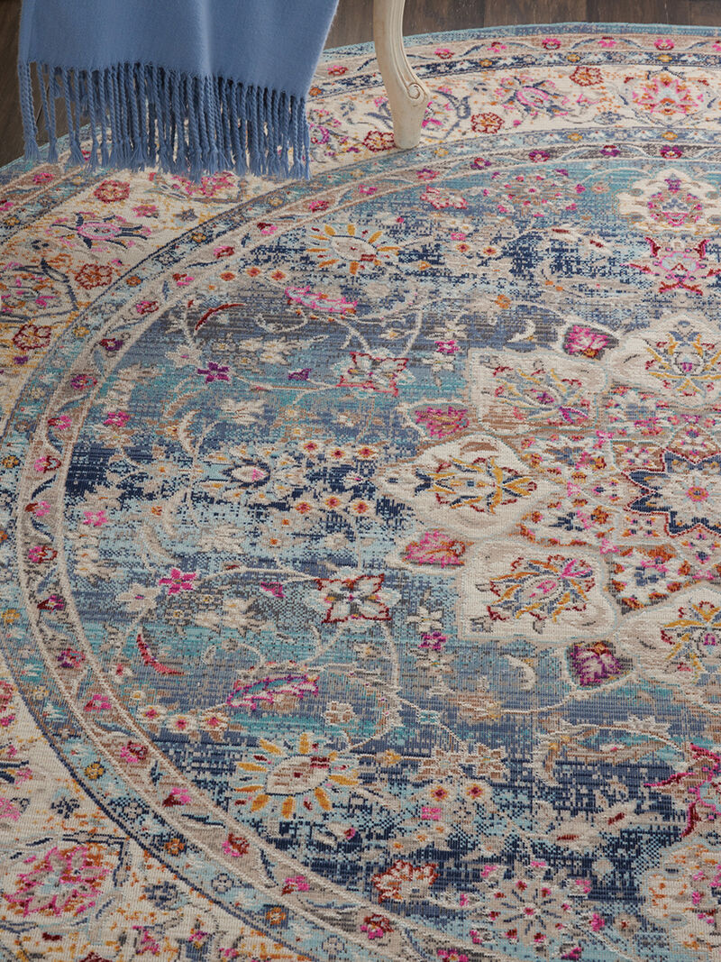 Vintage Kashan VKA01 Blue 6' x Round Rug