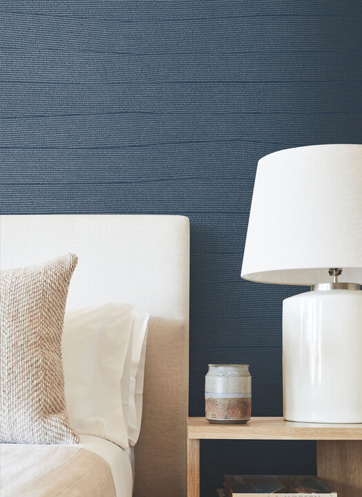 Natural Grid Navy Wallpaper