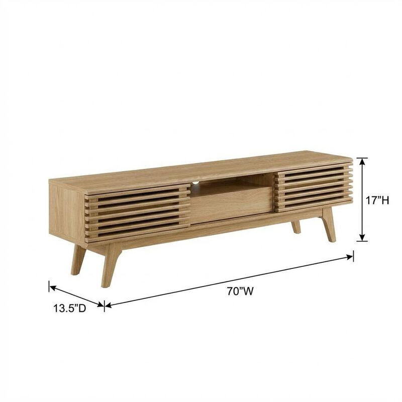 Wooden brown TV stand with spacious surface and modern design image number 2