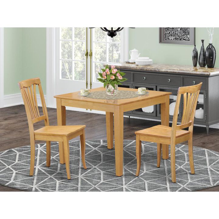 3 Pc small Kitchen Table set -square Table and 2 Dining Chairs