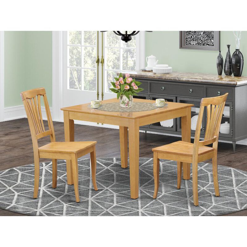 3 Pc small Kitchen Table set -square Table and 2 Dining Chairs