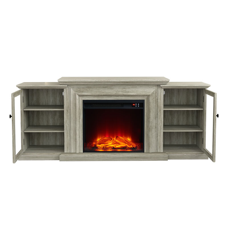 FESTIVO Farmhouse TV Stand with Fireplace - 70" Width -Fits up to 70" TV