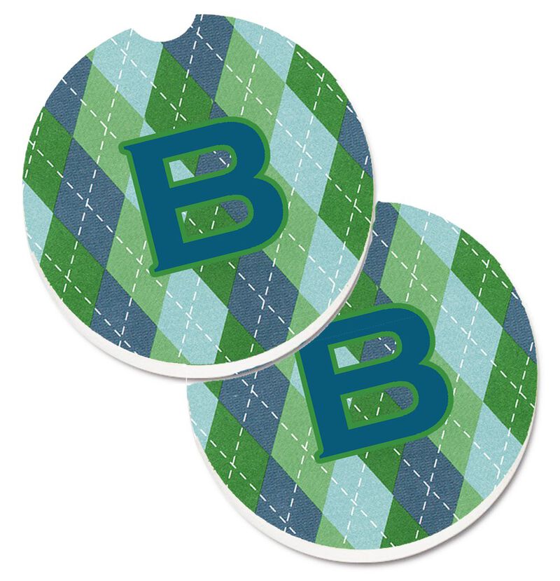 Caroline's Treasures Monogram - Initial B Blue Argoyle Set of 2 Cup Holder Car Coasters CJ1020-BCARC, 2.56, Multicolor
