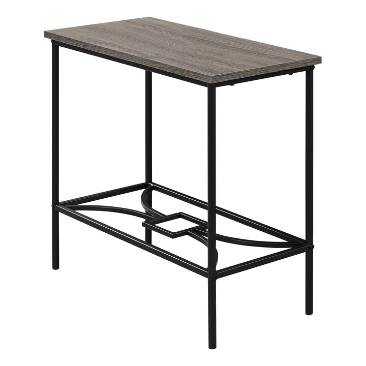 Monarch Specialties I 2075 Accent Table, Side, End, Narrow, Small, 2 Tier, Living Room, Bedroom, Metal, Laminate, Brown, Black, Contemporary, Modern
