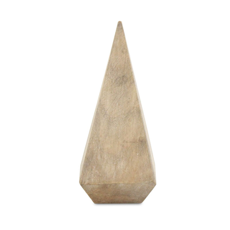 HomeRoots 6" Natural Solid Wood Pyramid Decorative Sculpture image number 4
