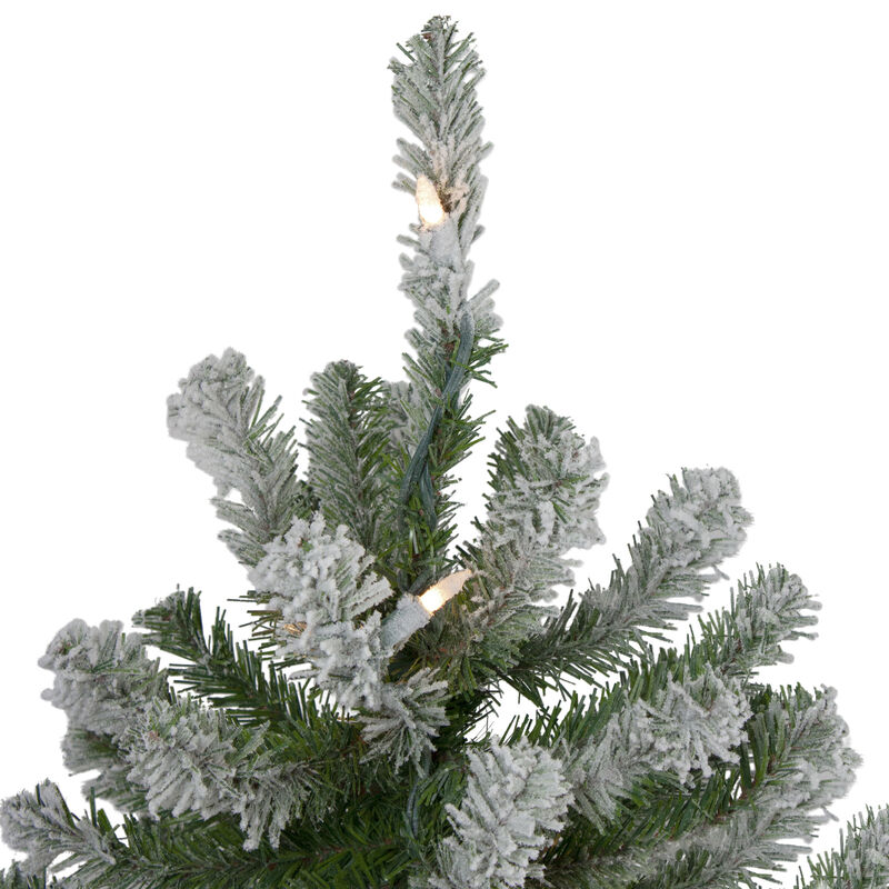 Set of 3 Pre-Lit Slim Flocked Alpine Artificial Christmas Trees 5' - Clear Lights