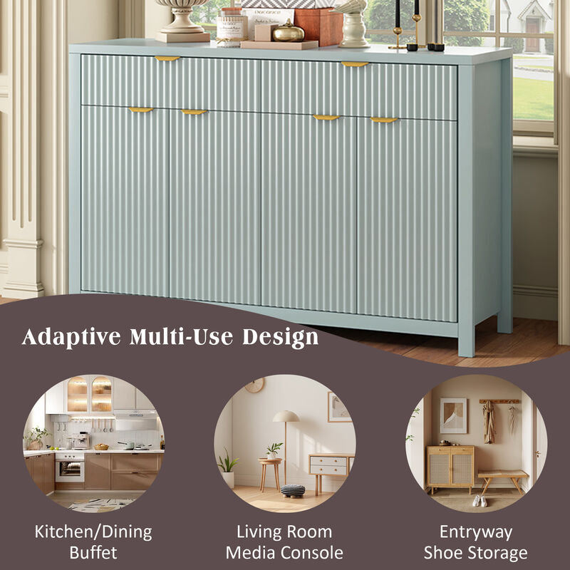 Merax Modern Wave-Pattern Sideboard Cabinet with 2 Drawers and 4 Doors