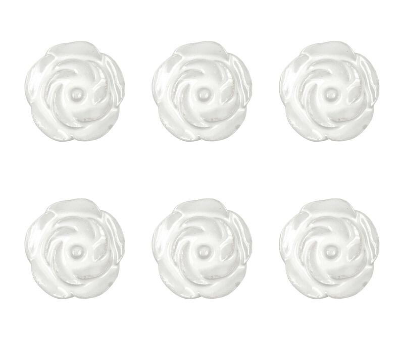HomeRoots Set of Six White Ceramic Flower Shape Drawer Pull Knobs image number 0