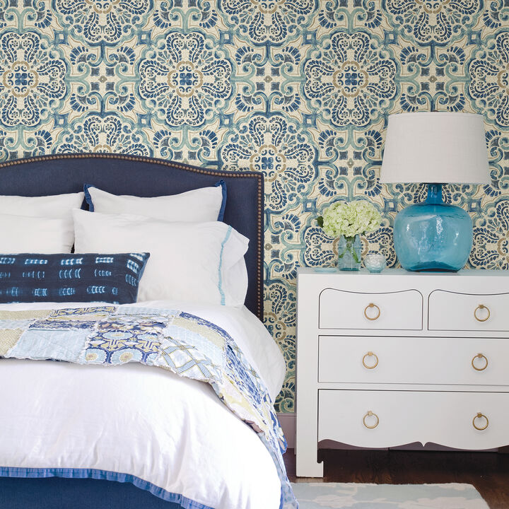 Blue Florentine Tile Peel & Stick Wallpaper