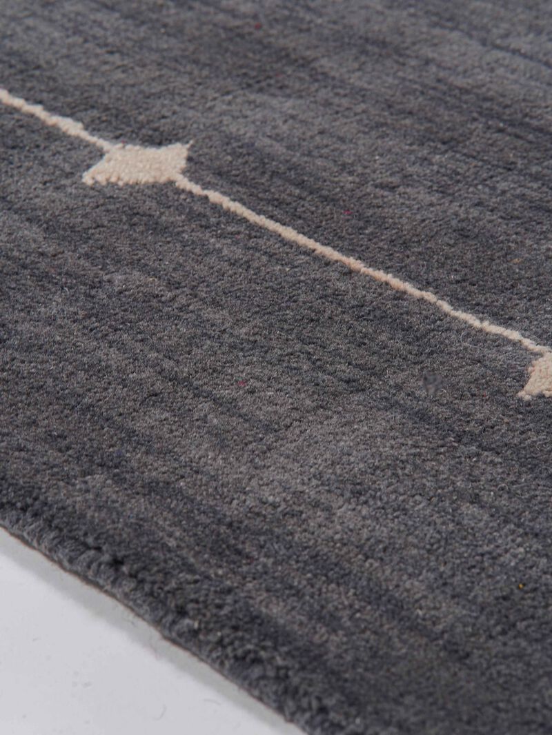 RUGSOTIC CARPETS HAND KNOTTED LOOM WOOL ECO-FRIENDLY AREA RUGS  - 8'x10', Rectangle, Charcoal Color, Geometric Modern Design, High Pile Thick Handmade Anti Skid Rugs for Living Room (L00532)