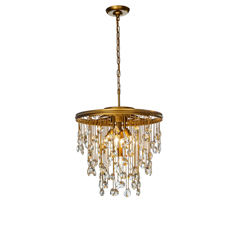 Mid-Century Modern Round Tiered Crystal Chandelier image number 0