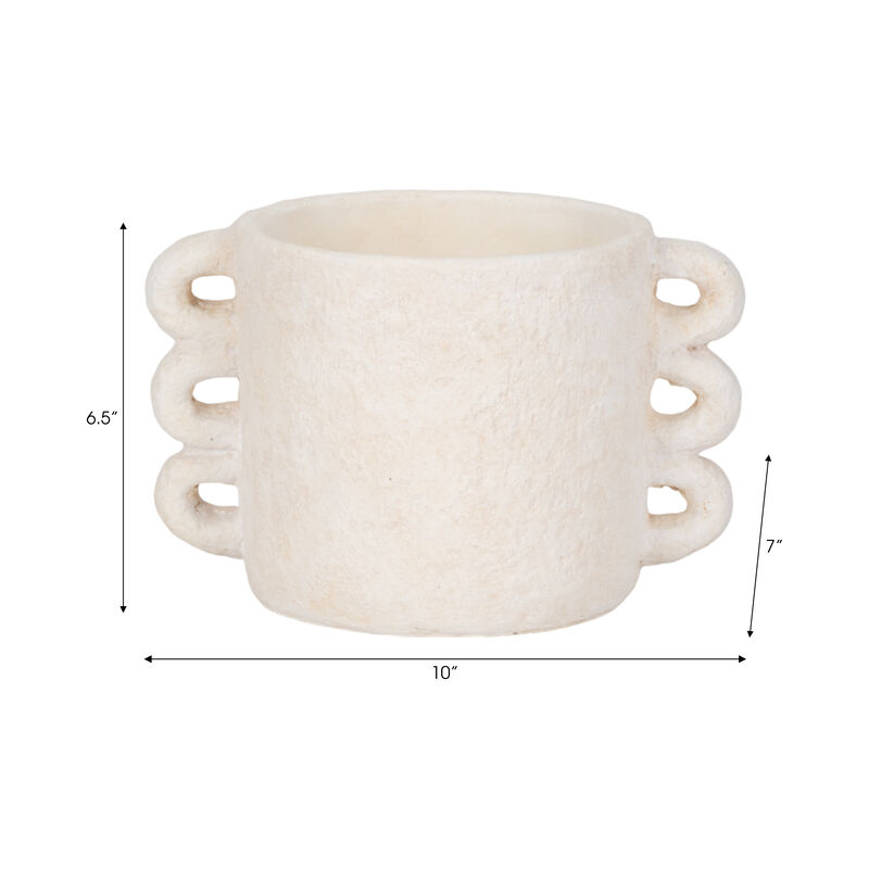 10" White Arch Handle Planter