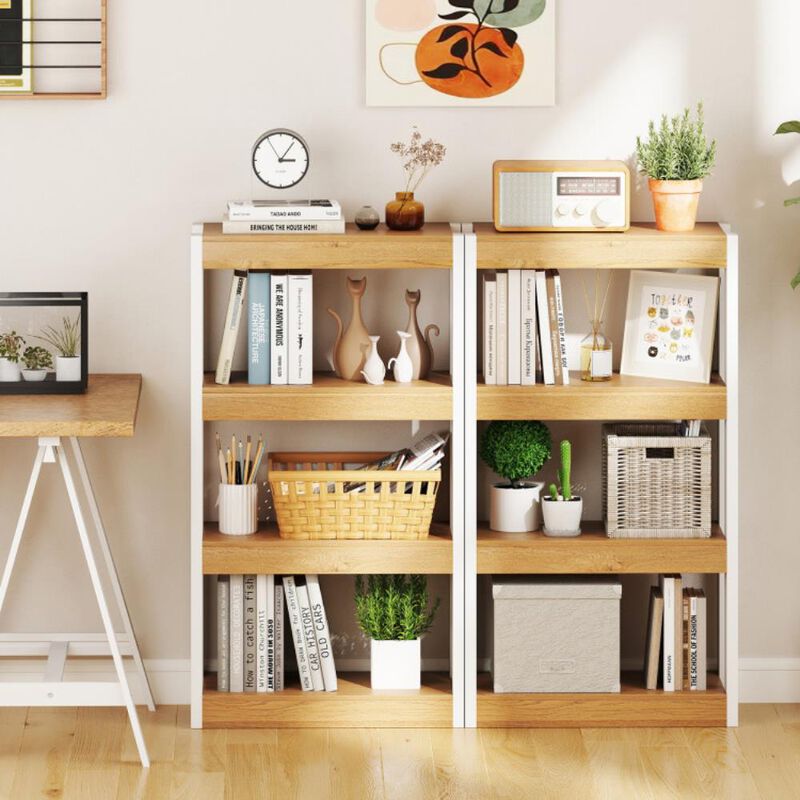 Hivvago 4 Tier Bookshelf Wooden Bookcase with Dual Anti-Tipping Kits