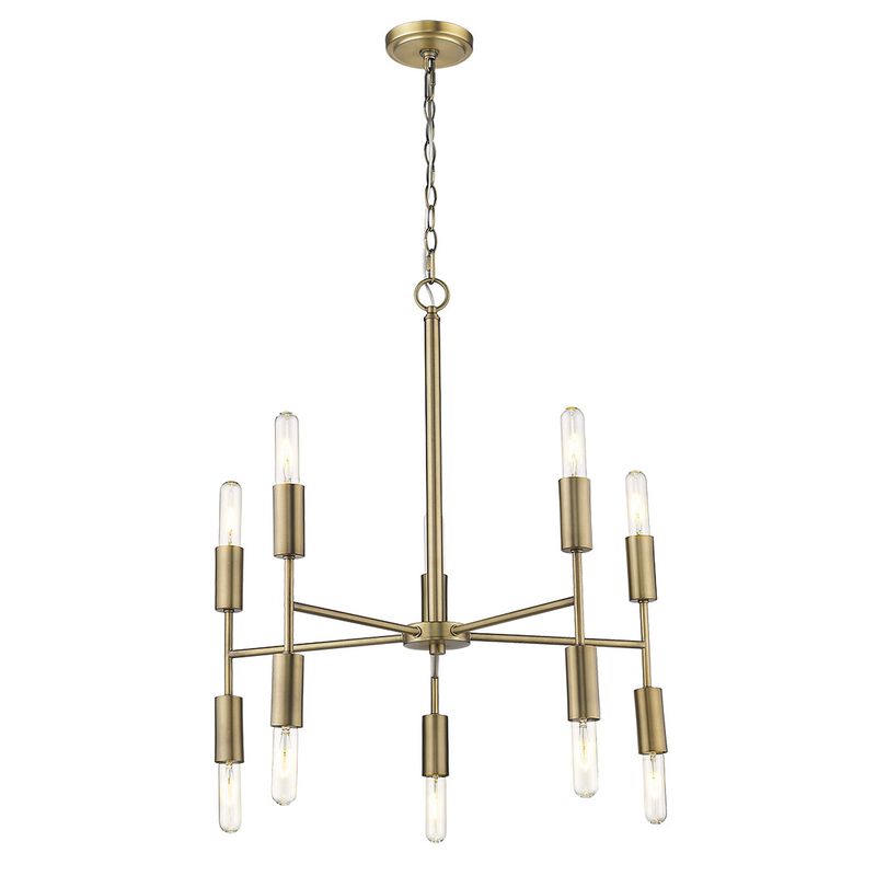 HomeRoots Brass Candle Style Ten Light Metal Dimmable Chandelier image number 2