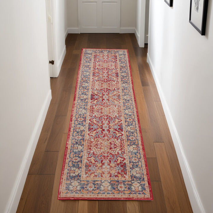 HomeRoots Floral Distressed Non Skid Runner Rug