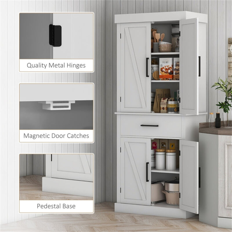 Kitchen Cart with Storage, Rolling Sideboard Cabinet with Shelves & Drawers