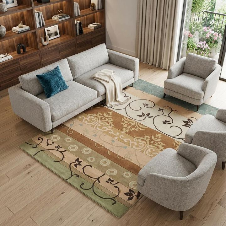 HomeRoots Floral Vines Area Rug