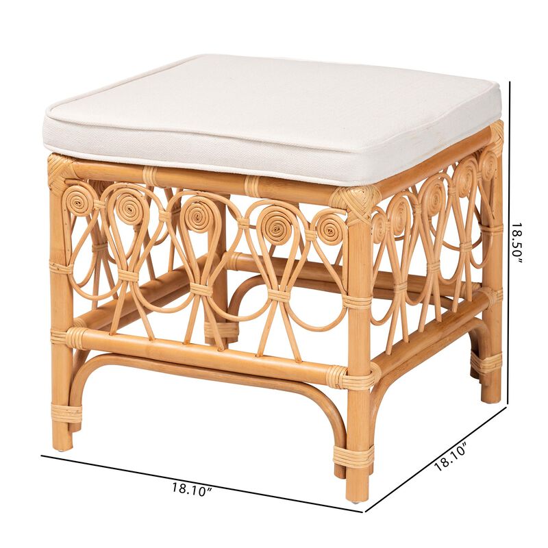 bali & pari Ibiza Modern bohemian Natural Brown Rattan Footstool