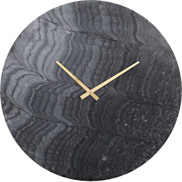 24" Charcoal Gray Marble Design Round Wall Clock