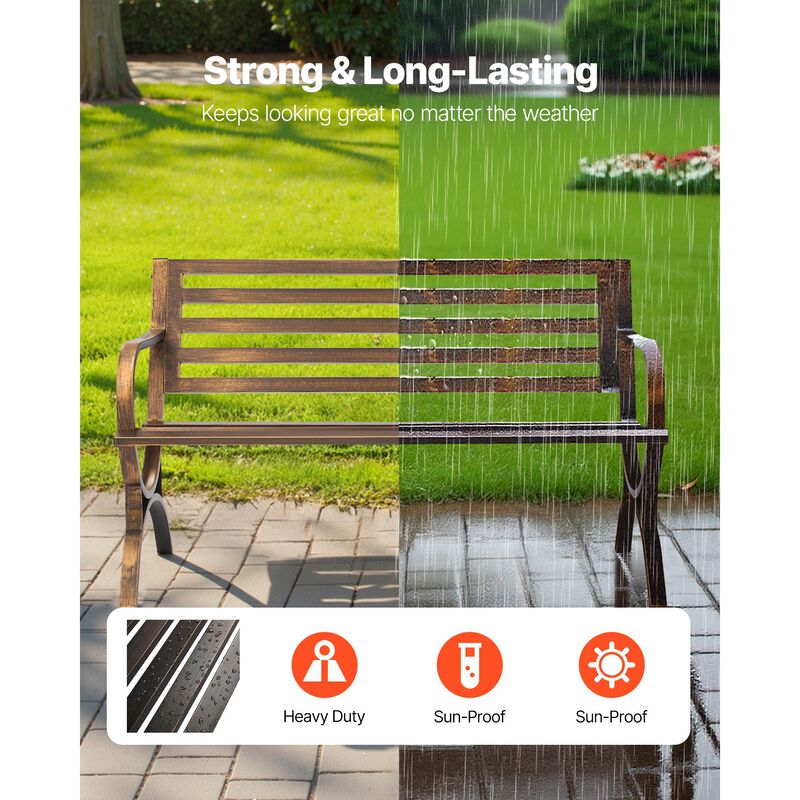 Jabseg 50 Inch Vintage Metal Patio Bench image number 5