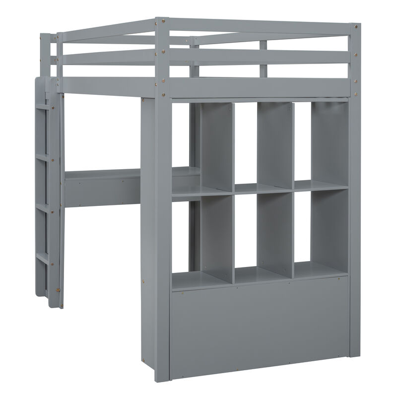 Merax Storage Loft Bed with Writing Desk