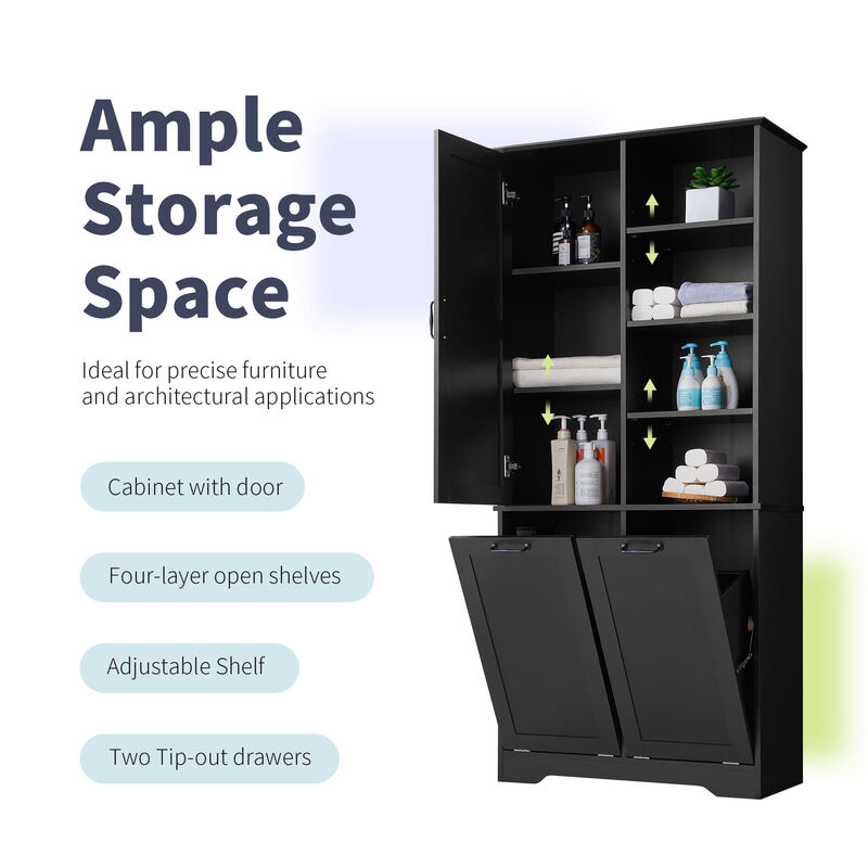 Merax Bathroom Storage Cabinet with Tilt-Out Laundry Hamper