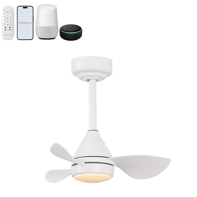 Albini 22" Contemporary Minimalist 6-Speed Metal Mobile-App/Remote-Controlled Dimmable Smart Integrated LED Ceiling Fan
