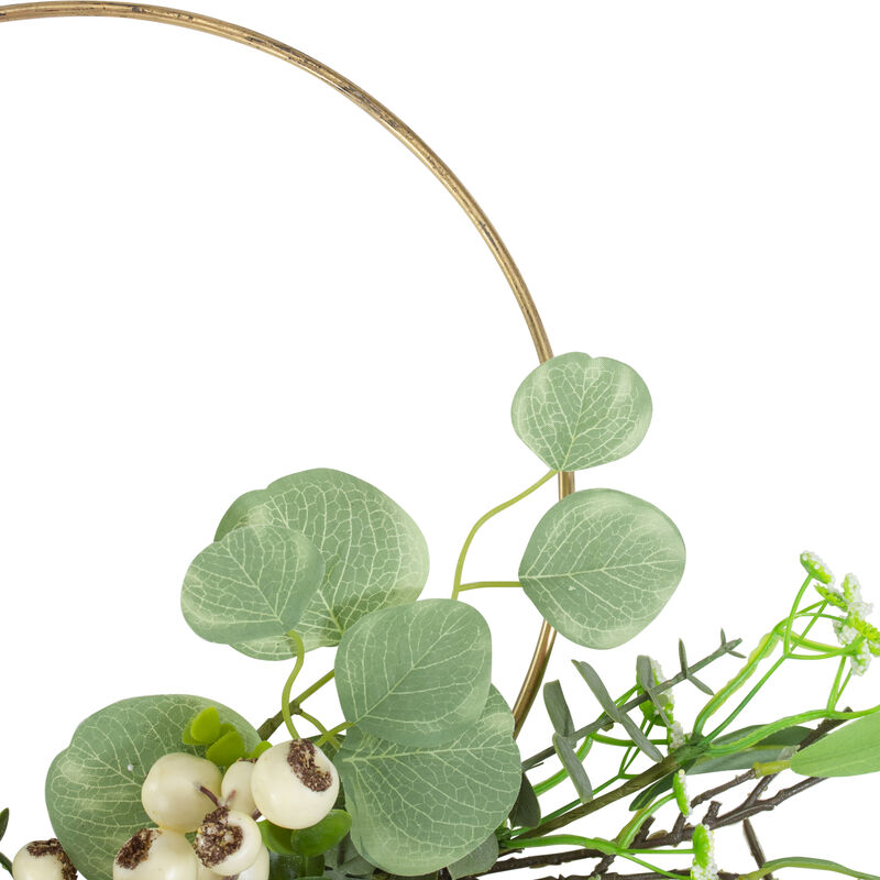 Eucalyptus Leaf and Fern Golden Ring Wreath Spring Decor  Green and Gold 30" image number 2