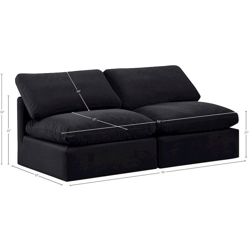 Meridian Furniture Indulge Black Velvet Modular Sofa
