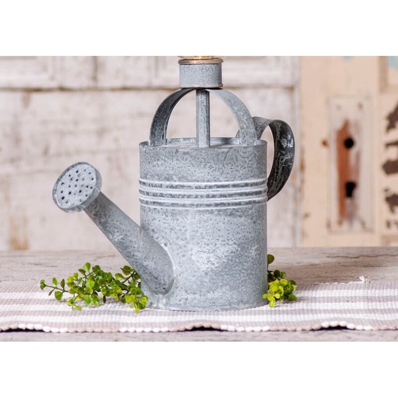 Irvins Country Tinware Watering Can Lamp Base In Weathered Zinc image number 2