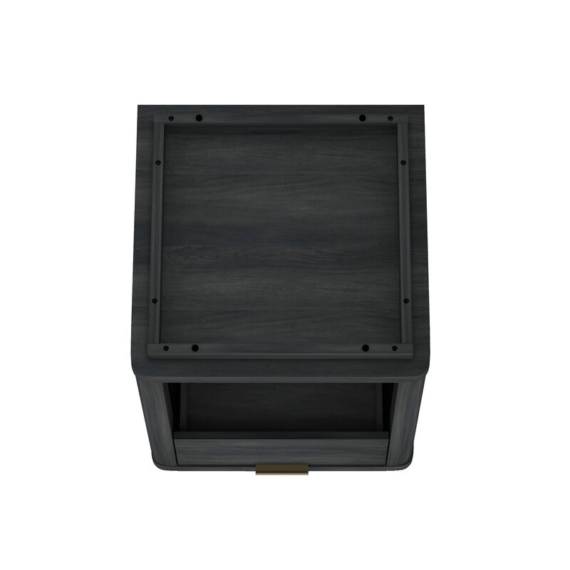 Evelyn Narrow 1-Drawer Nightstand in Dark Gray