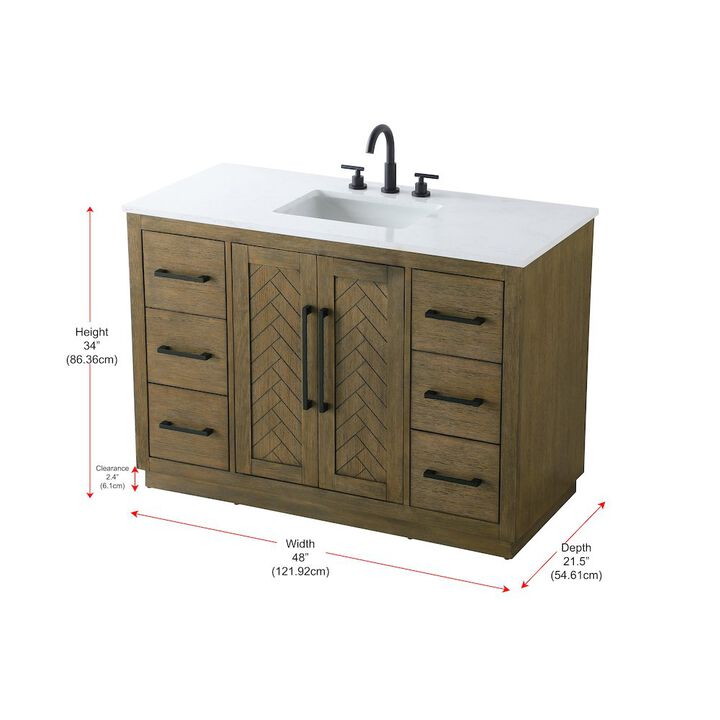 Elegant Kitchen and Bath 48  inch Single Bathroom Vanity in  Hazel Oak
