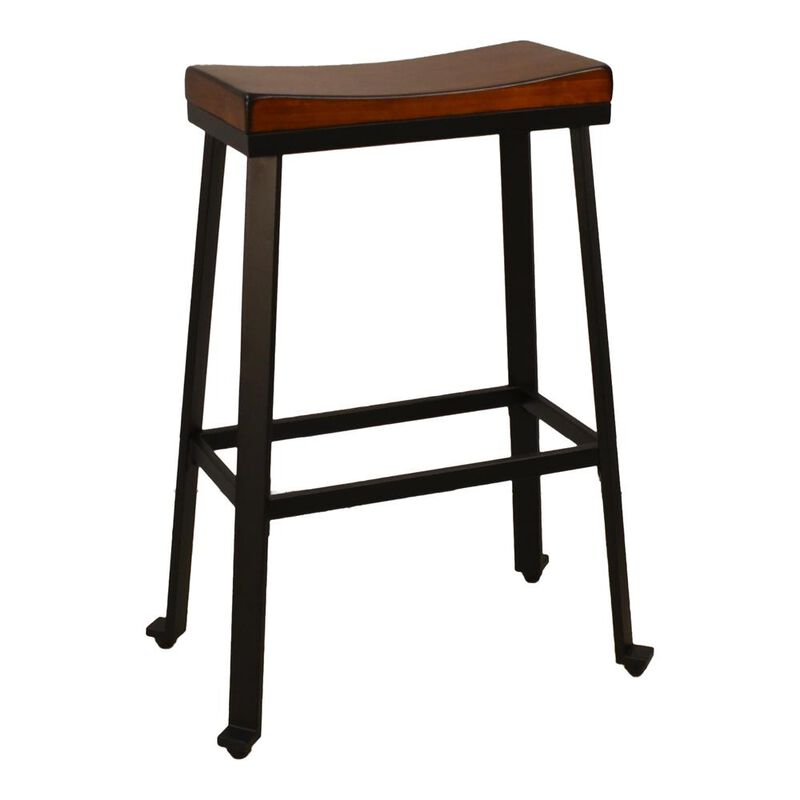 Carolina Living Thea 30 Saddle Seat Barstool - Chestnut/Black