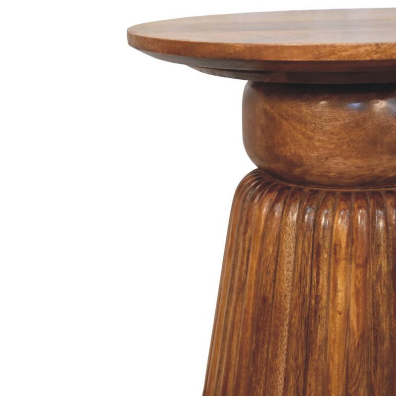 Artisan Furniture Solid Wood Amber Oak Round Side Table, Brown image number 3