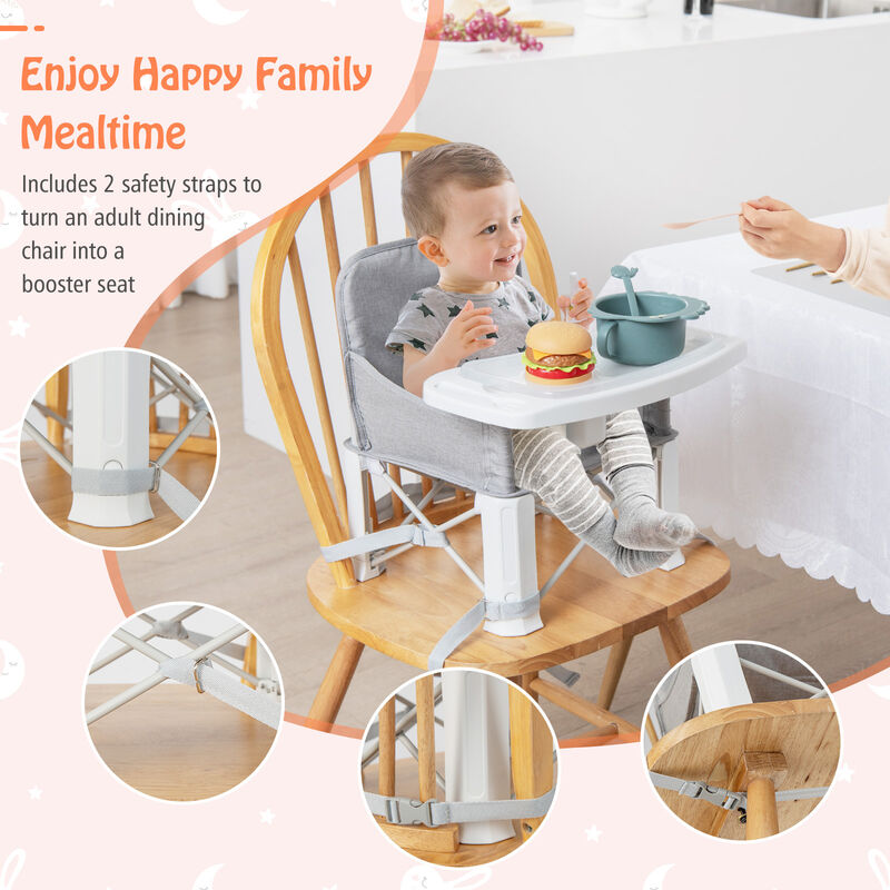 Baby Booster Seat with Safety Harness & Two-Tray Setup – Portable & Easy Clean