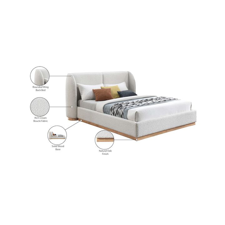 Meridian Furniture Jardin Cream Boucle Fabric King Bed
