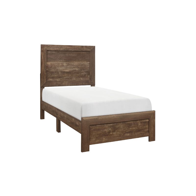 Full Size Bedroom Set, Brown Finish, Panel Design, 4-Piece Set with Bed, Nightstand, Dresser and Chest image number 2