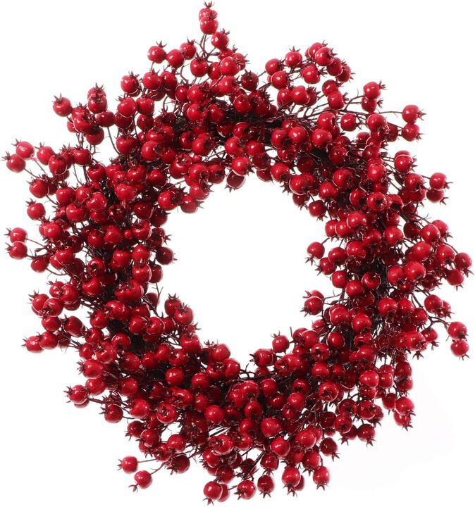 20-inch Vibrant Red Berry Wreath - Seasonal Decor for Home, Door, or Holiday Events