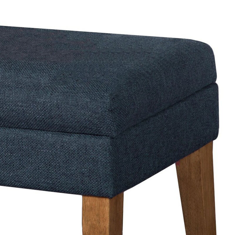 Fabric Upholstered Wooden Bench with Lift Top Storage, Navy Blue image number 3
