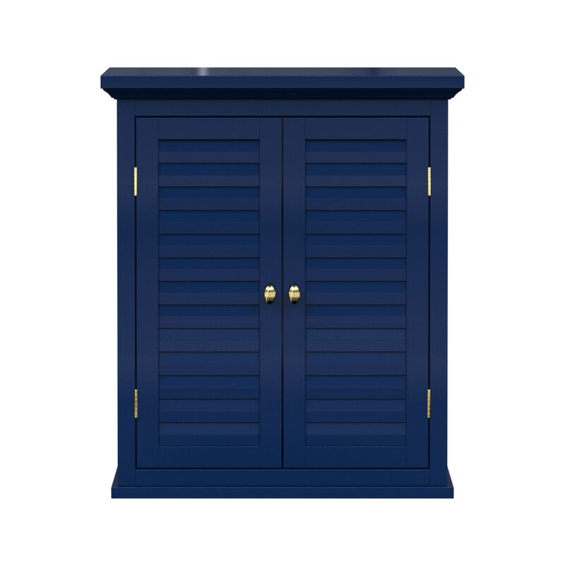 Teamson Home Glancy Removable Two-Door Wall Cabinet with Faux Louvered Doors, Navy image number 1