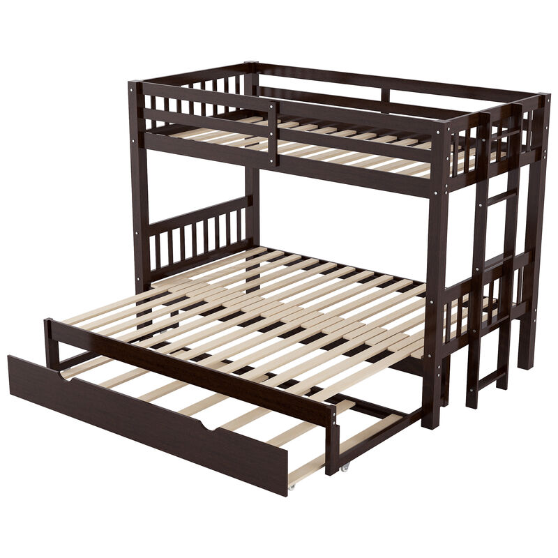 Whisen Twin over Pull-out Bunk Bed with Trundle, Pine Wood, for Kids Teens Bedroom image number 8