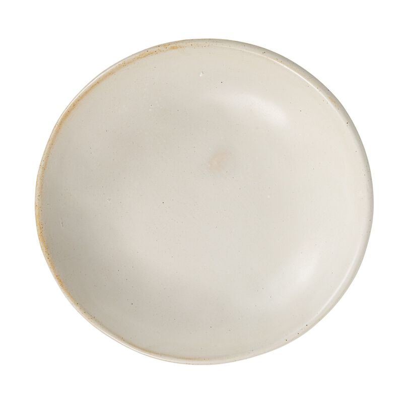 Stoneware Footed Pedestal/Bowl with Handles, Reactive Glaze, White image number 4