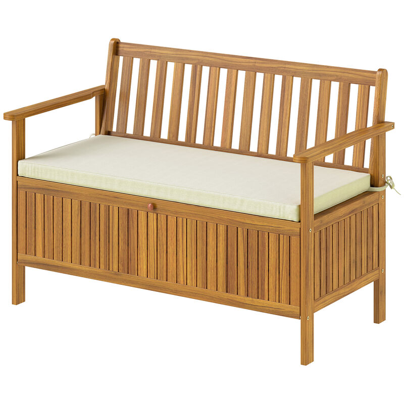Hivvago 2-Seater Outdoor Garden Bench with Storage Acacia Wood image number 0